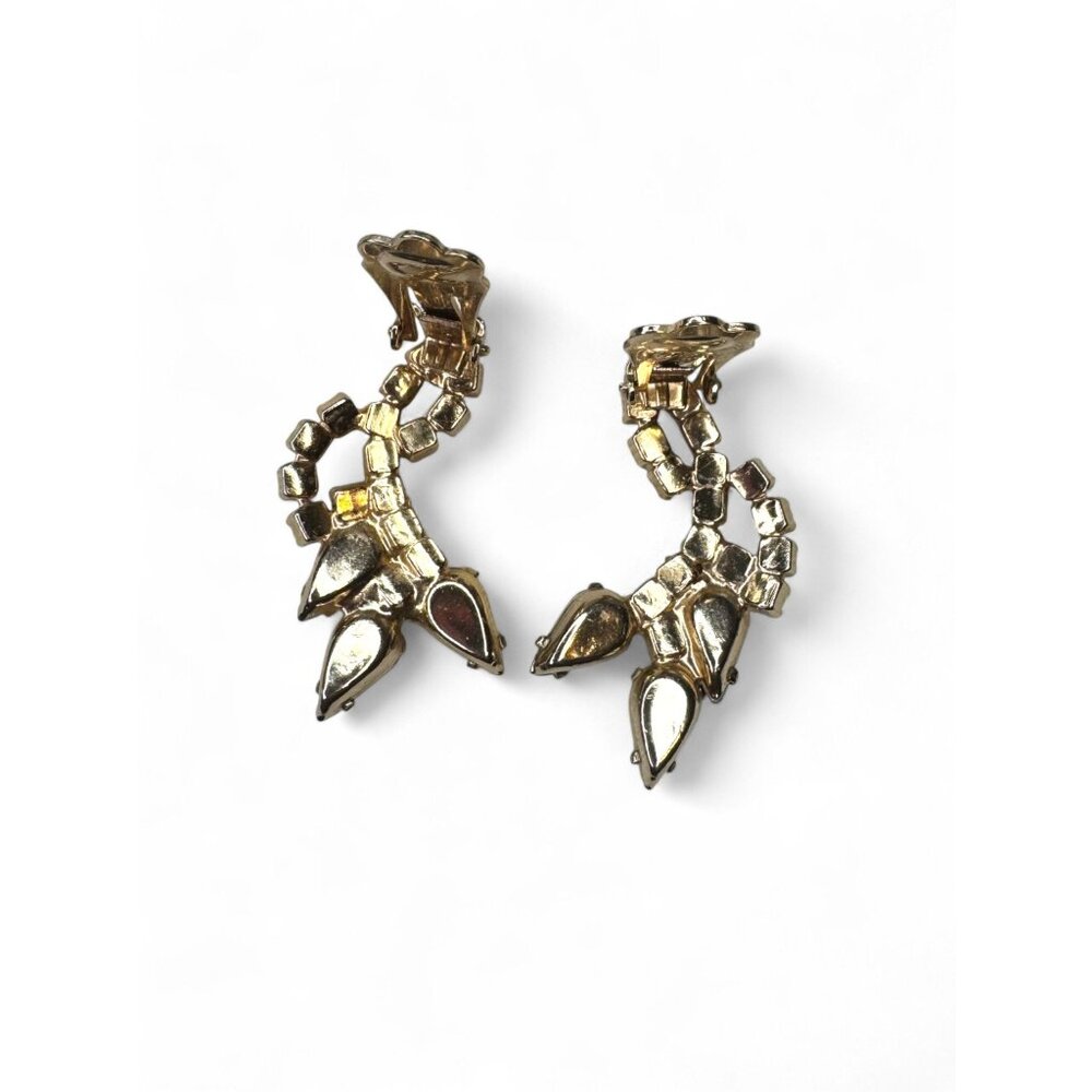 Vintage Aurora Borealis Crystal Necklace Clip on Earrings Set Gold Tone - Picture 7 of 7